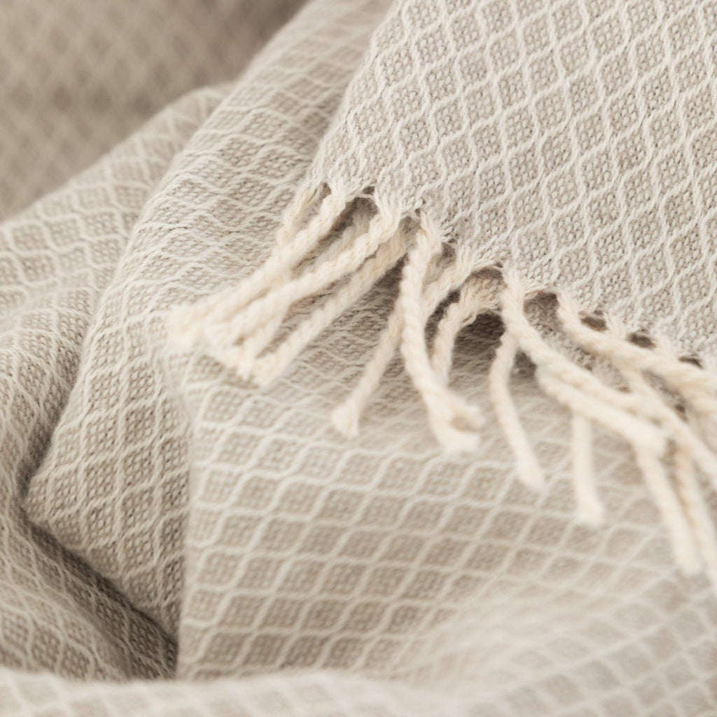 Plaid Coast beige à franges – 130 × 170 cm