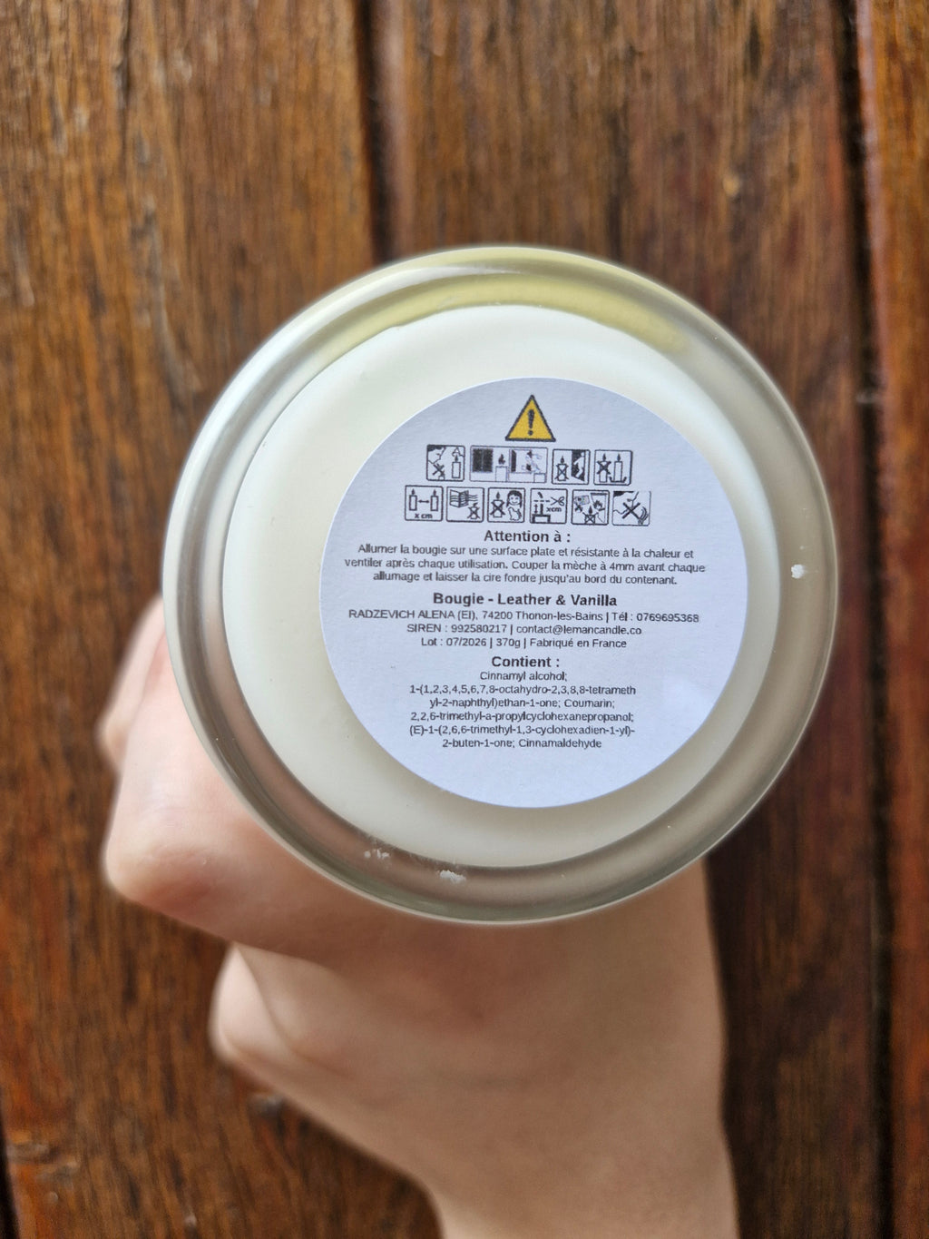 Bougie parfumée Cuir & Vanille - 370g