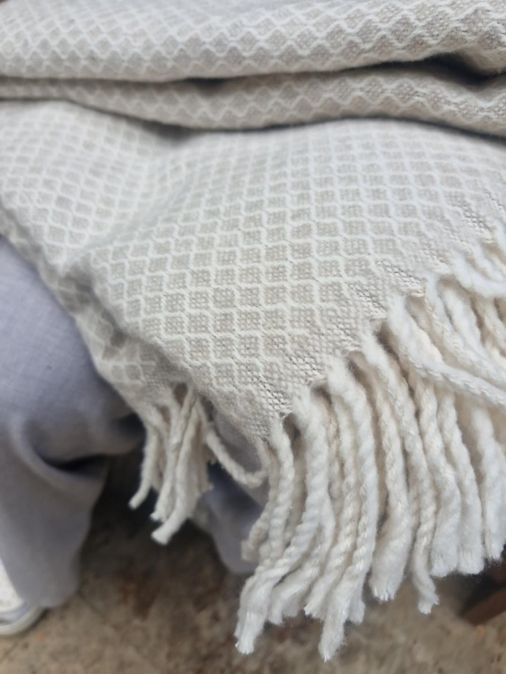 Plaid Coast beige à franges – 130 × 170 cm